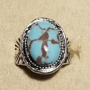 NEW SW BOHO fashion ring Turquoise dyed Howlite